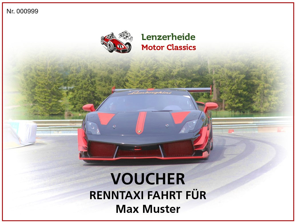 Gutschein Renntaxi-Fahrt Samstag